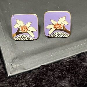 “Wild Lily” Square Earrings by Laurel Burch